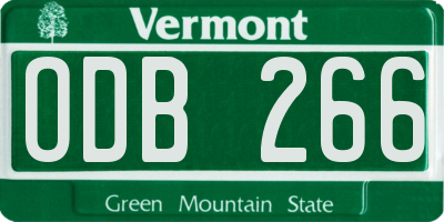 VT license plate ODB266