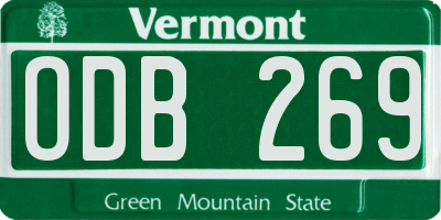 VT license plate ODB269