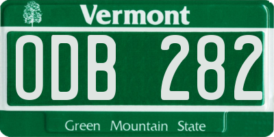 VT license plate ODB282