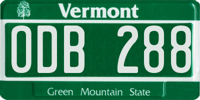 VT license plate ODB288