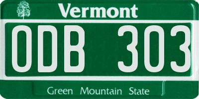 VT license plate ODB303