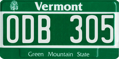 VT license plate ODB305