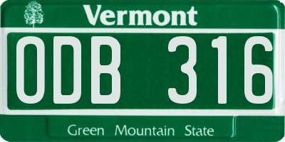 VT license plate ODB316