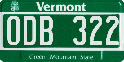 VT license plate ODB322