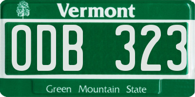 VT license plate ODB323