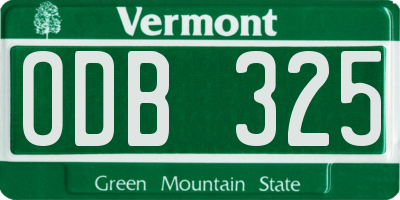 VT license plate ODB325