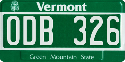 VT license plate ODB326