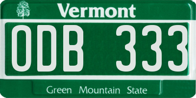 VT license plate ODB333