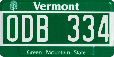 VT license plate ODB334