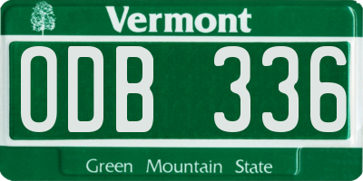 VT license plate ODB336