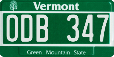 VT license plate ODB347