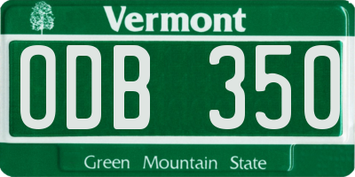 VT license plate ODB350