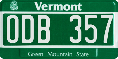 VT license plate ODB357