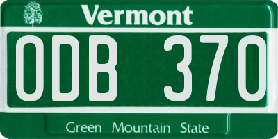 VT license plate ODB370