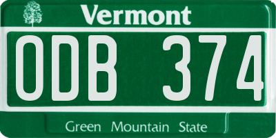 VT license plate ODB374