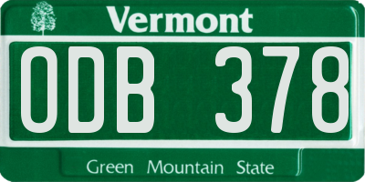 VT license plate ODB378