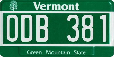 VT license plate ODB381