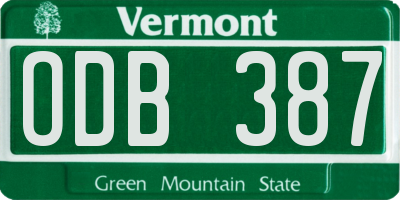 VT license plate ODB387