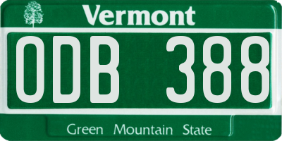 VT license plate ODB388