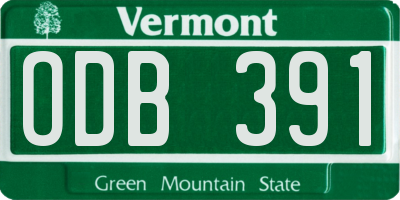 VT license plate ODB391