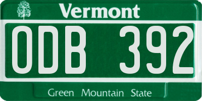 VT license plate ODB392
