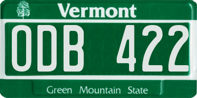 VT license plate ODB422