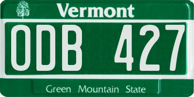 VT license plate ODB427