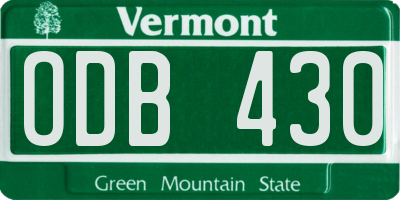 VT license plate ODB430