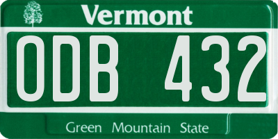 VT license plate ODB432