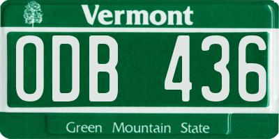 VT license plate ODB436