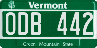 VT license plate ODB442
