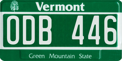 VT license plate ODB446