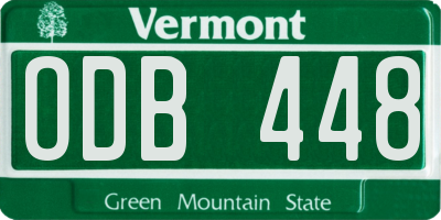 VT license plate ODB448