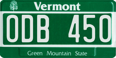 VT license plate ODB450