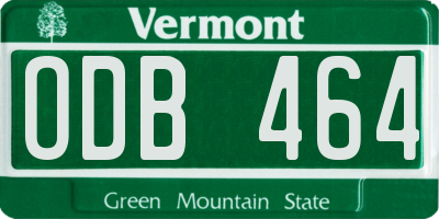 VT license plate ODB464
