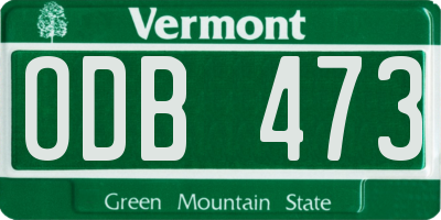 VT license plate ODB473
