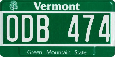 VT license plate ODB474