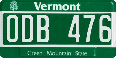 VT license plate ODB476