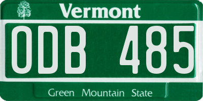 VT license plate ODB485