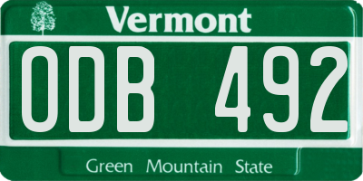 VT license plate ODB492