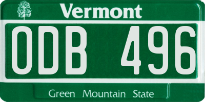VT license plate ODB496
