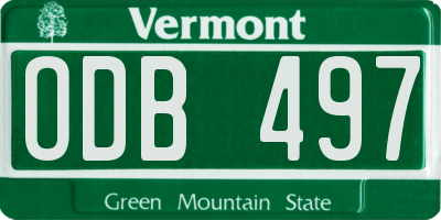 VT license plate ODB497