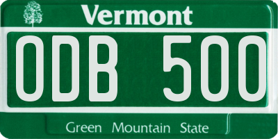 VT license plate ODB500