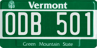 VT license plate ODB501
