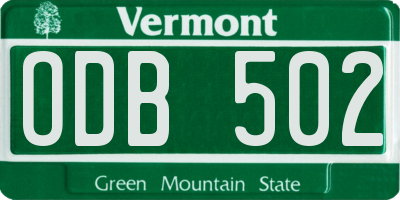 VT license plate ODB502