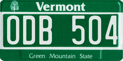 VT license plate ODB504