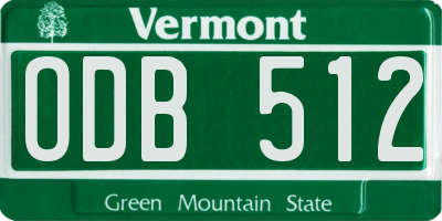 VT license plate ODB512