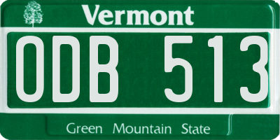 VT license plate ODB513