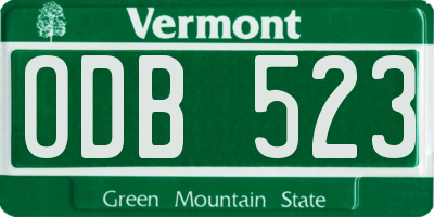 VT license plate ODB523