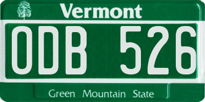 VT license plate ODB526
